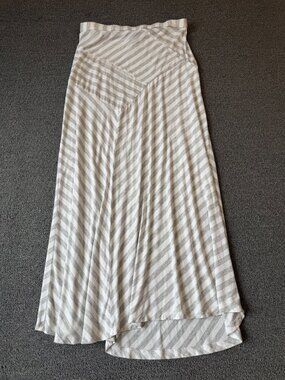 Design History Small Maxi Skirt Elastic Waist Flowy Diagonal Stripe Boho